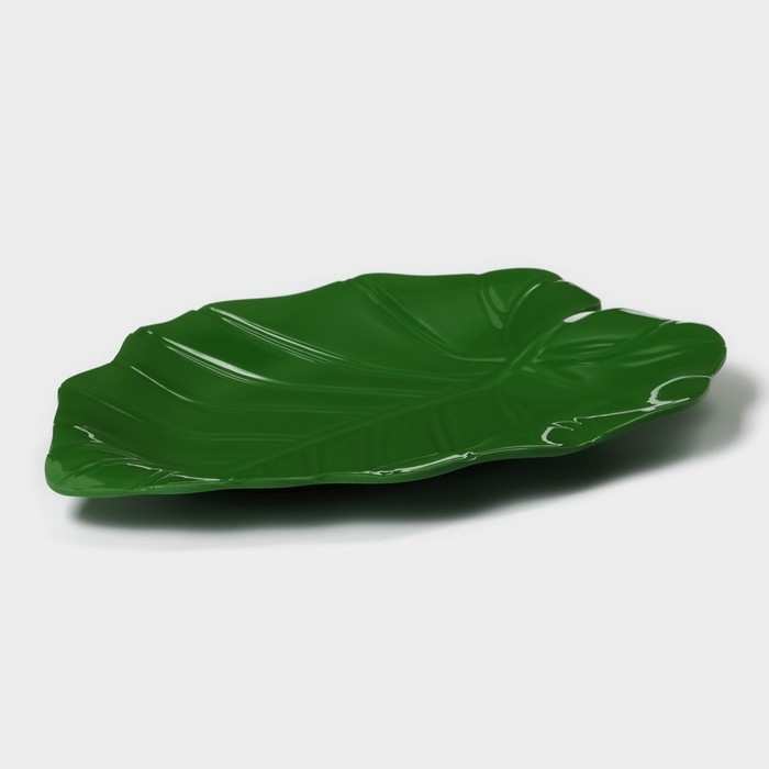 Блюдо для подачи &laquo;Лист&raquo;, 25&times;17&times;2 см, цвет зелёный