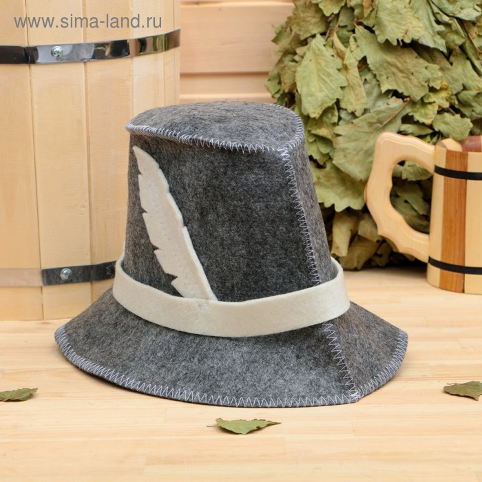 Шапка для бани "Охотничья", войлок, серая