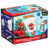 Новый год. Набор кружка под раскраску с ёлочным шаром, 300 мл "Спайдер-Мен", Человек-Паук Новый год. Набор кружка под раскраску с ёлочным шаром, 300 мл "Спайдер-Мен", Человек-Паук