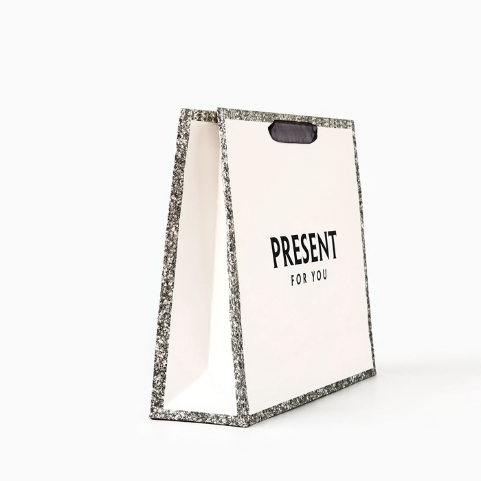 Пакет ламинированный горизонтальный &laquo;Подарок для тебя&raquo;, глиттер, M, 30 х 26 х 9 см