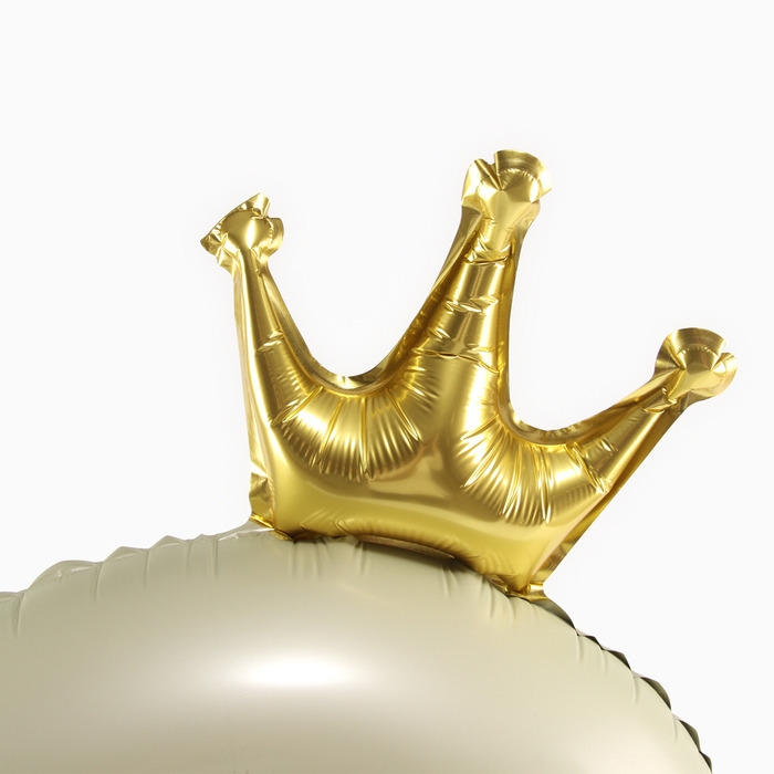 Шар фольгированный 42" &laquo;Цифра 9 с короной&raquo; на подставке, цвет взбитые сливки