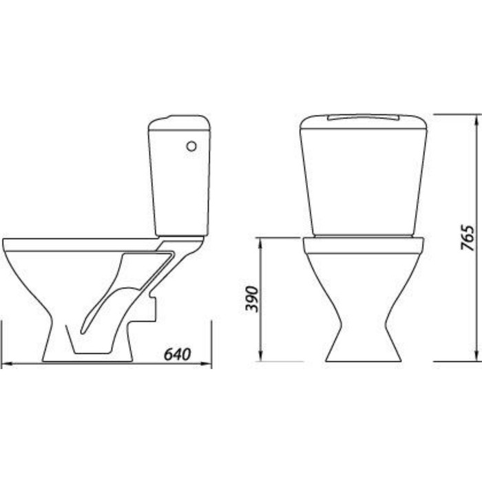 Унитаз компакт ЛЗСФ "Универсал NEW 90", нижняя подводка, прямой выпуск, сиденье,кнопка