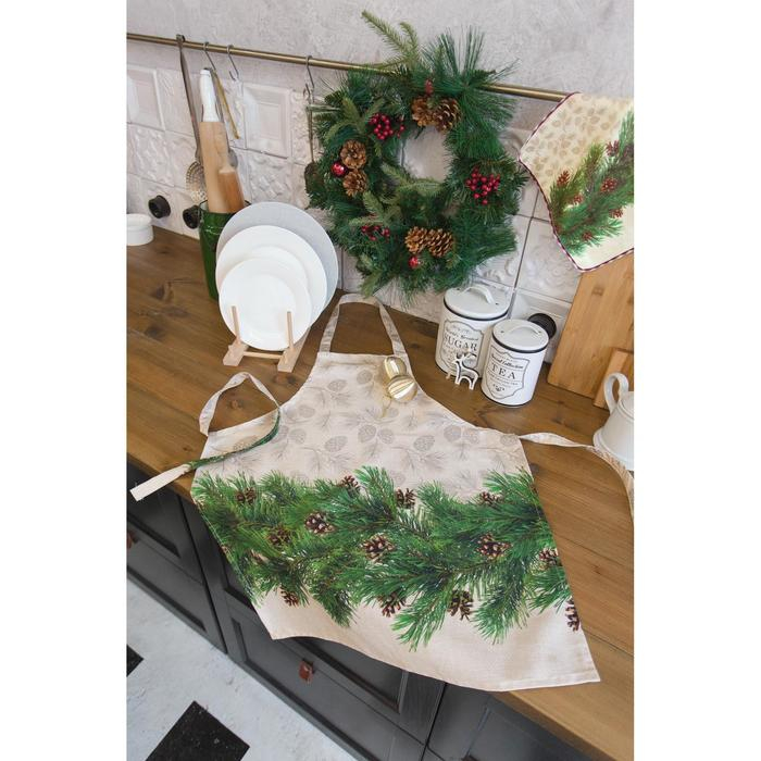 Фартук "Этель" Еловые ветви 70х61 см, 100% хлопок, саржа 190 гр/м2