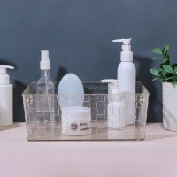 Органайзер для хранения «SHINE», с ручками, 1 секция, 25 × 19,5 × 9,5 см, цвет прозрачный/золотистый Органайзер для хранения «SHINE», с ручками, 1 секция, 25 × 19,5 × 9,5 см, цвет прозрачный/золотистый