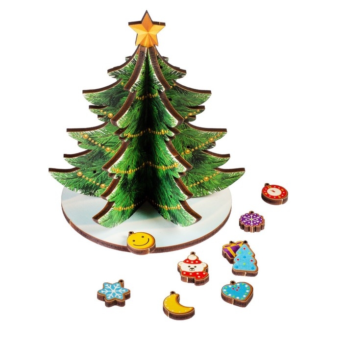 Модель из дерева &laquo;Ёлка сборная. Новогодние украшения&raquo;