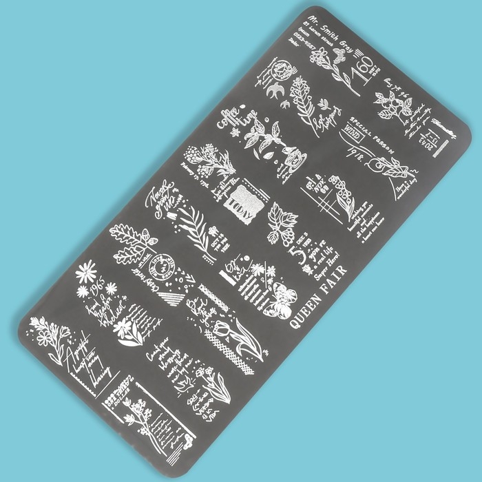 Диск для стемпинга металлический &laquo;Цветочные наброски&raquo;, 12 &times; 6 см