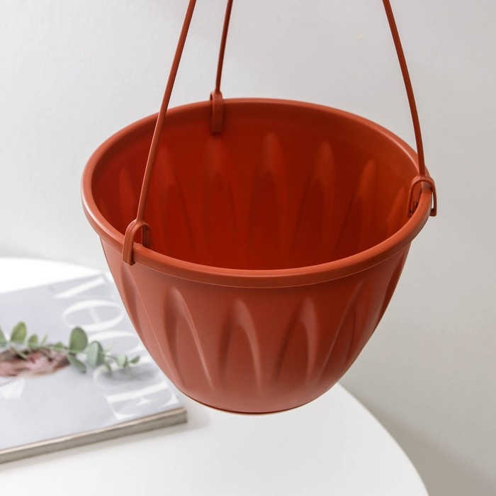 Кашпо для цветов подвесное «Алиция», 3 л, с поддоном, цвет терракотовый Кашпо для цветов подвесное «Алиция», 3 л, с поддоном, цвет терракотовый