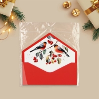 Конверт для денег подарочный &laquo;Новогодних чудес&raquo;, снегири, софт тач, тиснение, 19 х 9.5 см, Новый год