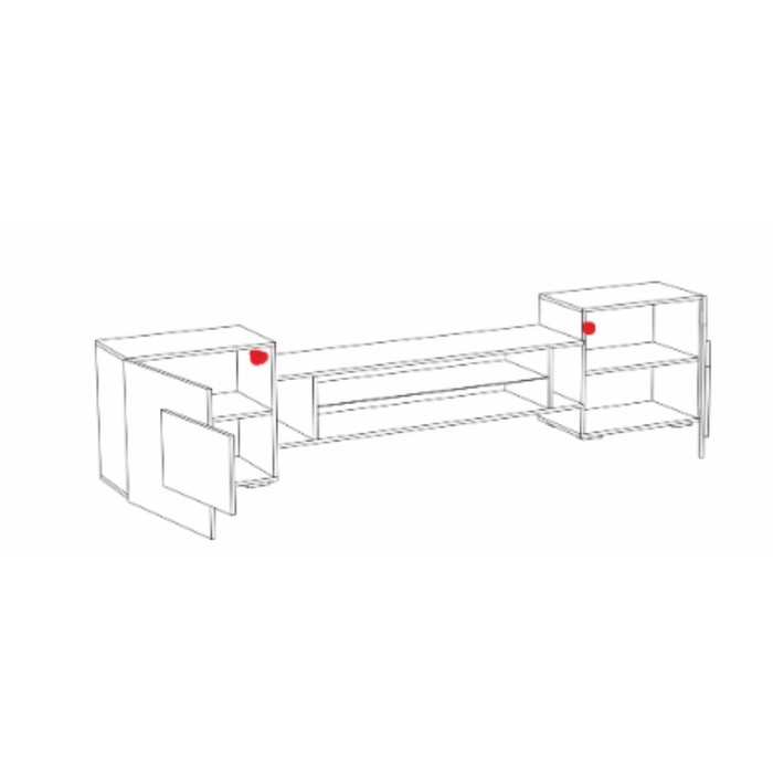 Тумба ТВ Инкастро 2580х610х373, цвет белый / бетон светлый ЛДСП