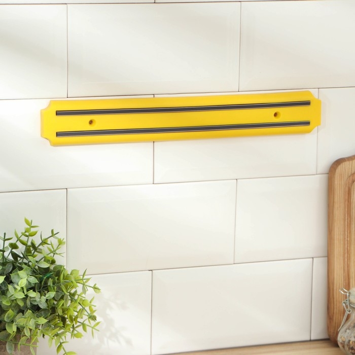 Держатель для ножей магнитный Доляна &laquo;Цветная линия&raquo;, 33 см, цвет жёлтый