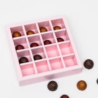 Коробка для конфет, 16 шт, "Пионы", нежно-розовые, 17,7 х 17,7 х 3,8 см Коробка для конфет, 16 шт, "Пионы", нежно-розовые, 17,7 х 17,7 х 3,8 см