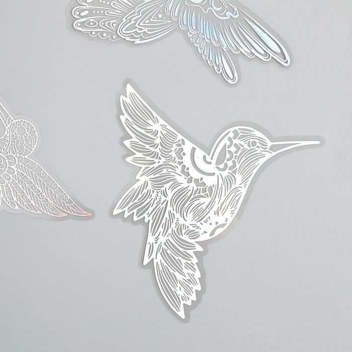 Наклейки для творчества "Голография. Птички" d=10 см набор 10 шт 0,2х14х11 см