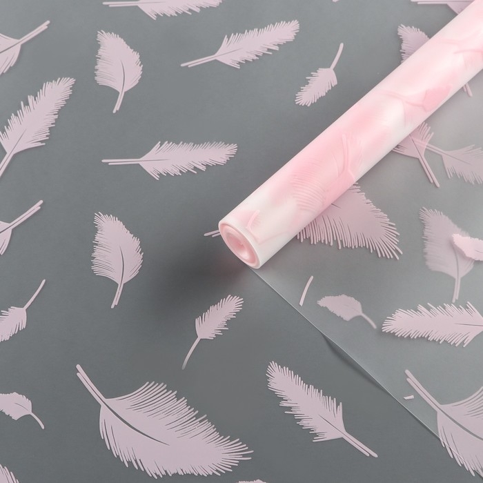 Пленка для цветов, матовая, Пленка для цветов, матовая,"Перья", розовый, 0,6 х 9м ±5%