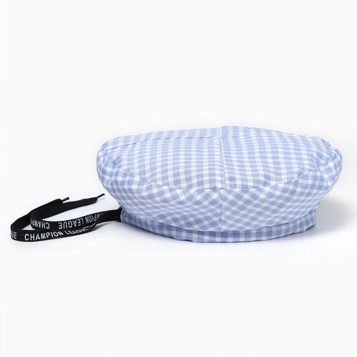 Берет в клетку, цвет голубой, р-р 56см Берет в клетку, цвет голубой, р-р 56см