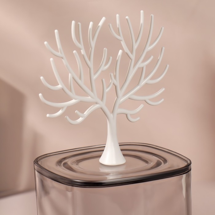 Органайзер для хранения &laquo;WOOD&raquo;, с крышкой, 9 &times; 10,8/20 см, в картонной коробке, цвет прозрачный/белый