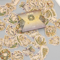 Наклейки для творчества "Новый год. Винтаж" тиснение золото набор 48 шт 9х7х0,8 см Наклейки для творчества "Новый год. Винтаж" тиснение золото набор 48 шт 9х7х0,8 см