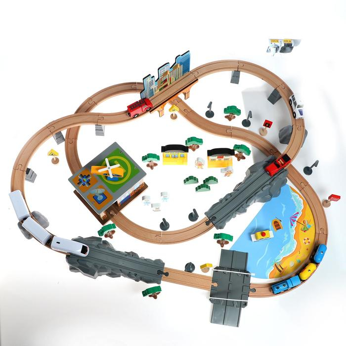Деревянная игрушка «Железная дорога» 95 деталей, 52,5×33×12,5 см Деревянная игрушка «Железная дорога» 95 деталей, 52,5×33×12,5 см