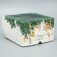 Коробка для капкейков складная с двусторонним нанесением &laquo;Новогоднее чудо&raquo;, 16 х 16 х 10 см, Новый год