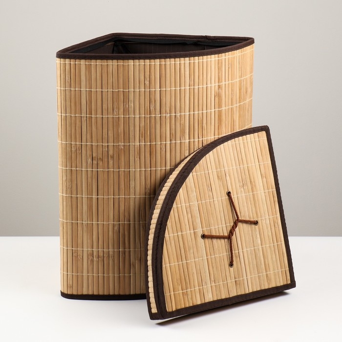 Корзина для хранения, с ручками, складная, 34&times;34&times;52 см, бамбук,джут