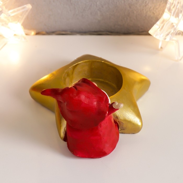 Сувенир полистоун подсвечник Сувенир полистоун подсвечник "Дедушка Мороз в колпаке гнома"МИКС 5,5х10х8,5 см