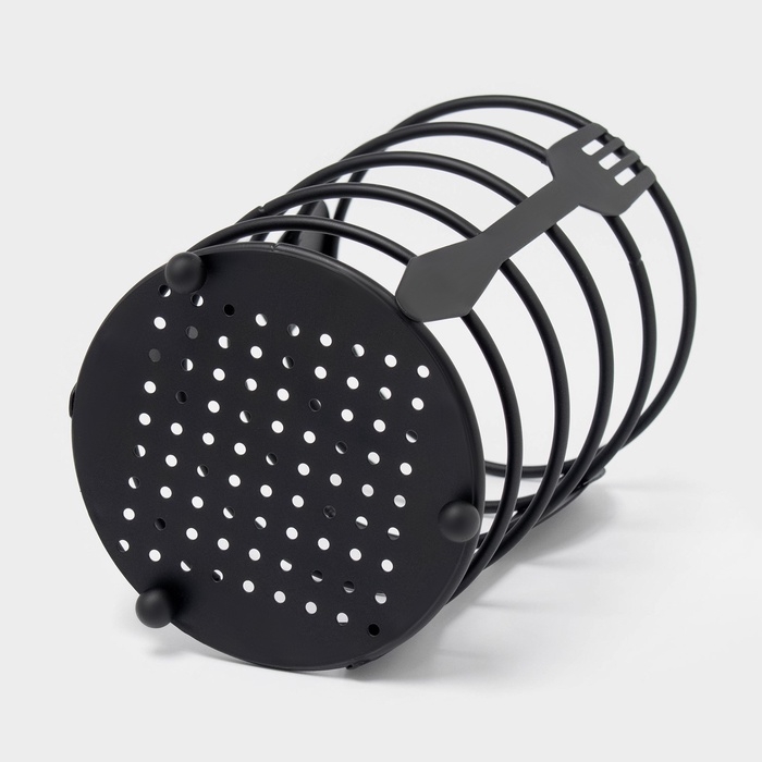 Сушилка для столовых приборов Доляна, 10,5&times;10,5&times;16 см, чёрная