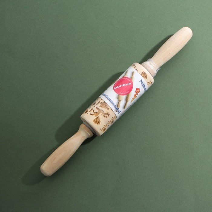 Скалка новогодняя Доляна, фигурная, 30&times;4 см, рабочая часть 11,5 см, вращающаяся