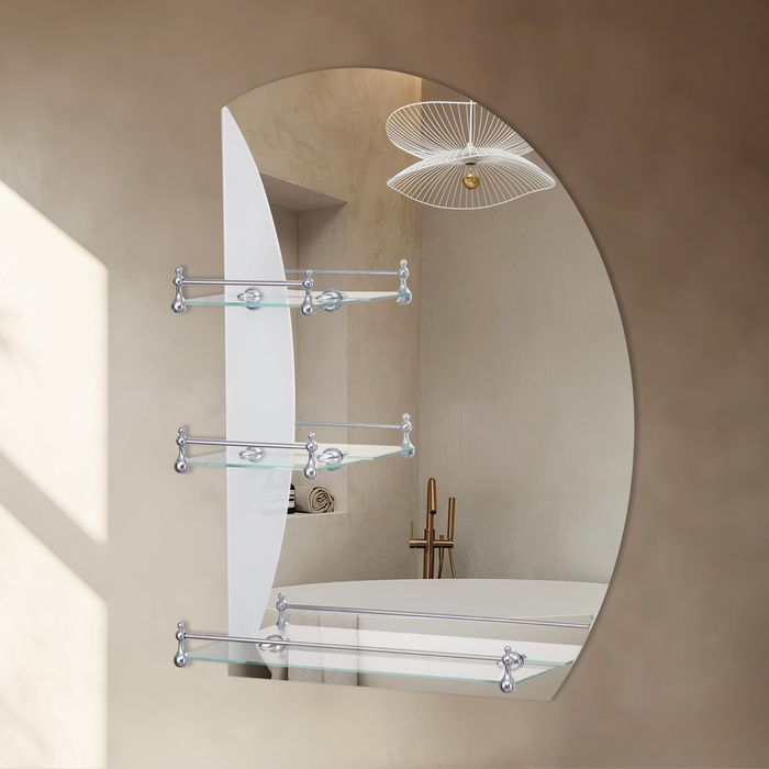 Зеркало, настенное, с пескоструйной графикой, с полочками, 50&times;70 см