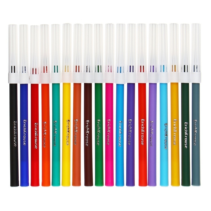 Фломастеры 18 цветов, ErichKrause, Washable, вентилируемый колпачок, блистер