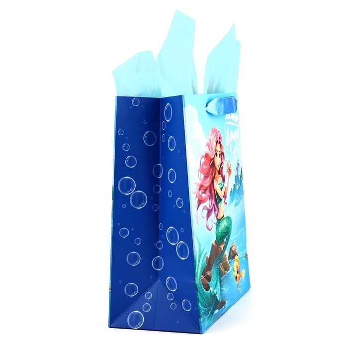 Пакет ламинированный двухсторонний &laquo;Русалочка&raquo;, с тишью и открыткой, ML, 23 х 27 х 11.5