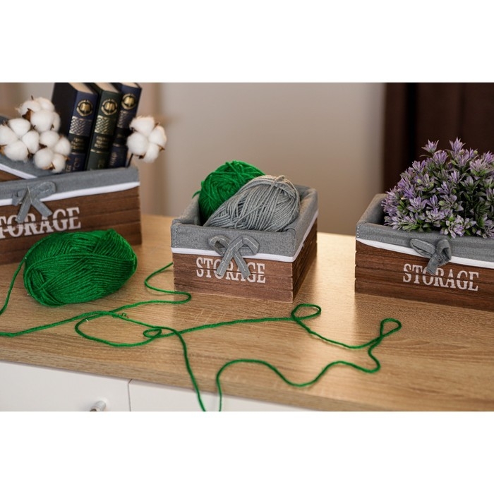 Корзина для хранения Доляна Storage, 15×15×9 см, малая, дерево, цвет коричневый, серый Корзина для хранения Доляна Storage, 15×15×9 см, малая, дерево, цвет коричневый, серый