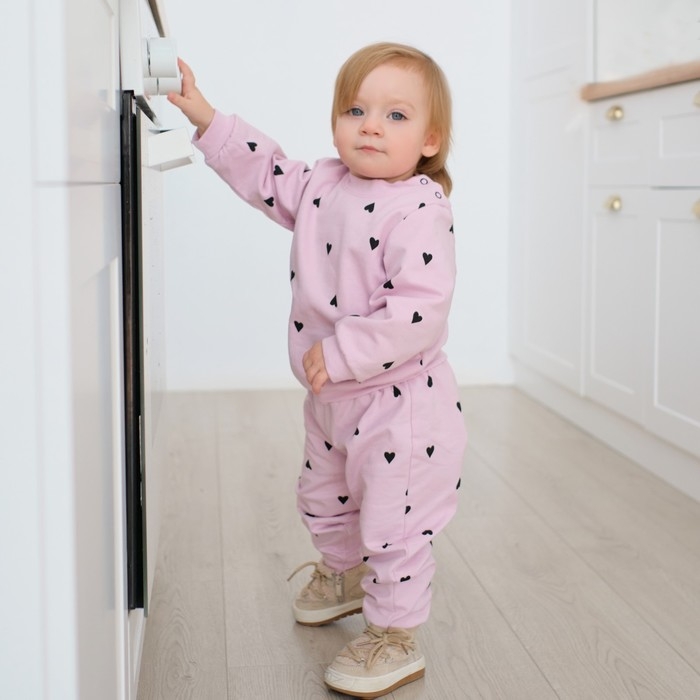 Костюм: толстовка и брюки Крошка Я "Сердечки", рост 68-74 см, розовый