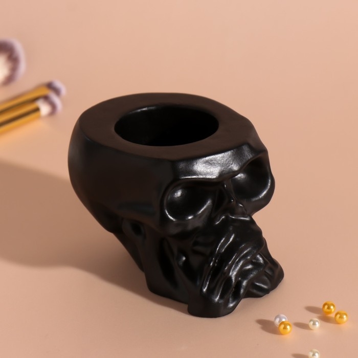 Предмет интерьера Предмет интерьера "Череп Безмолвие" 6,5*10см черный матовый