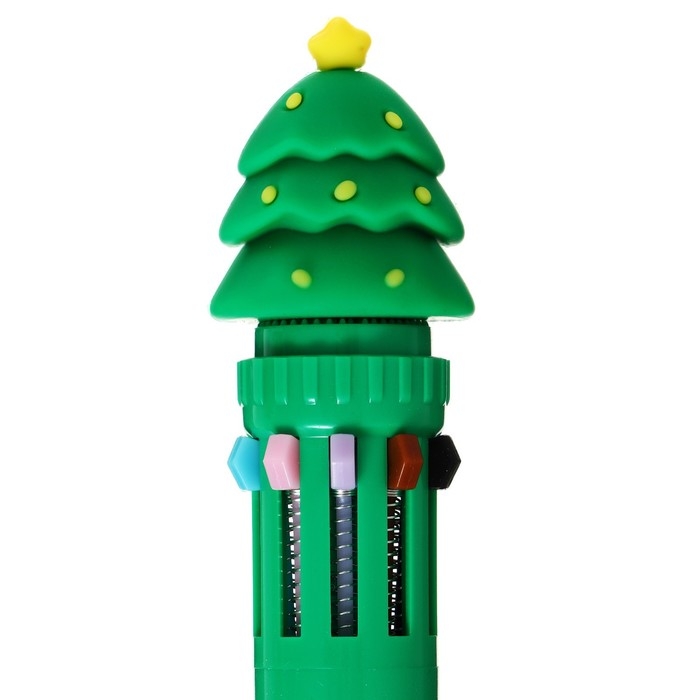 Новый год. Ручка шариковая автоматическая 10-ти цветная, стержень 0,7 мм, МИКС Новый год. Ручка шариковая автоматическая 10-ти цветная, стержень 0,7 мм, МИКС