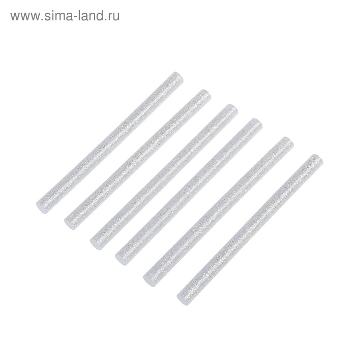 Клеевые стержни ТУНДРА, 7 х 100 мм, серебристые с блестками, 6 шт.