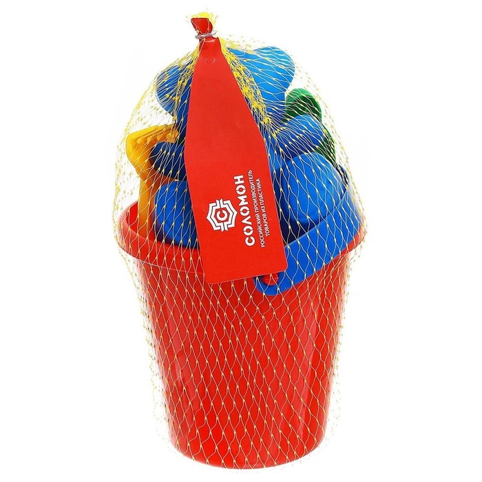 Набор для игры в песке №1: ведёрко, 4 формочки для песка, грабельки, лопатка, МИКС