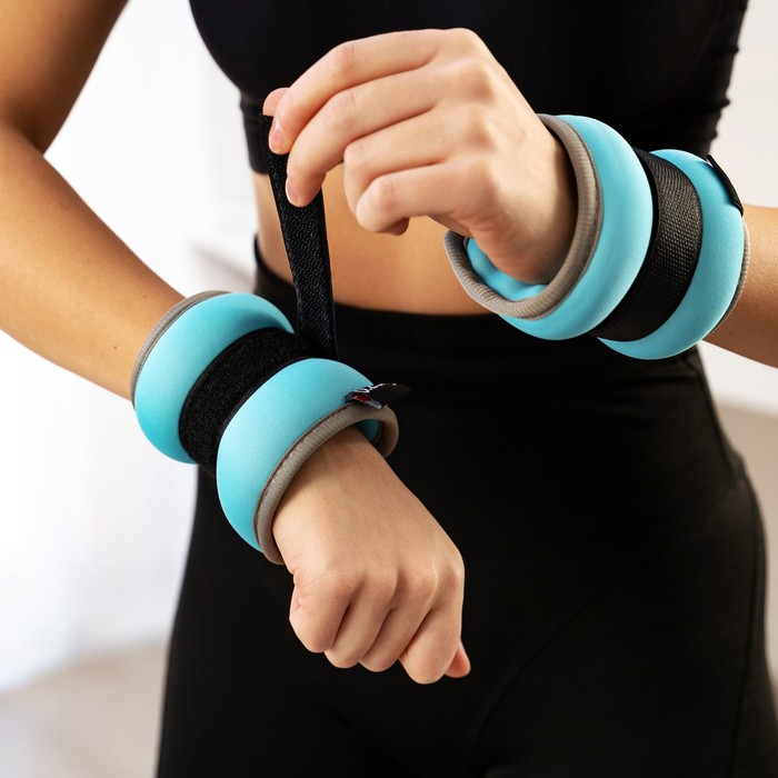 Утяжелители неопреновые ONLYTOP, 2 шт. х 0,25 кг, цвет голубой