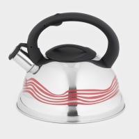 Чайник со свистком из нержавеющей стали Доляна &laquo;Волна&raquo;, 2,8 л, с индикатором нагрева, фиксированная ручка