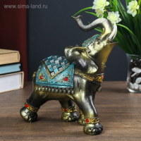 Сувенир полистоун "Слон в синей попоне с кистями и зеркалами" 20х10х18,5 см