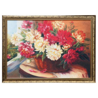 Гобеленовая картина "Корзина с пионами" 53*73 см рамка МИКС Гобеленовая картина "Корзина с пионами" 53*73 см рамка МИКС