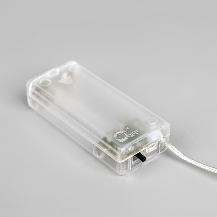 Гирлянда &laquo;Нить&raquo; 2 м роса с насадками &laquo;Снежная ёлочка&raquo;, IP20, серебристая нить, 20 LED, 2 режима, батарейки ААх2 (нет в комплекте), свечение белое