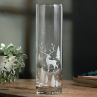 Ваза для цветов, новогодняя &laquo;Олень&raquo;, на Новый год, стекло, высота 26,3 см