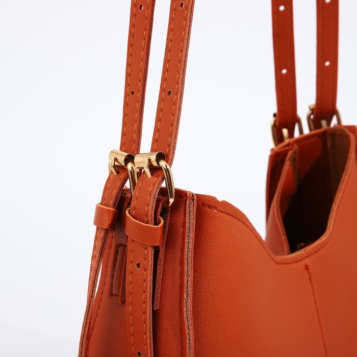 Сумка женская тоут на молнии, цвет рыжий