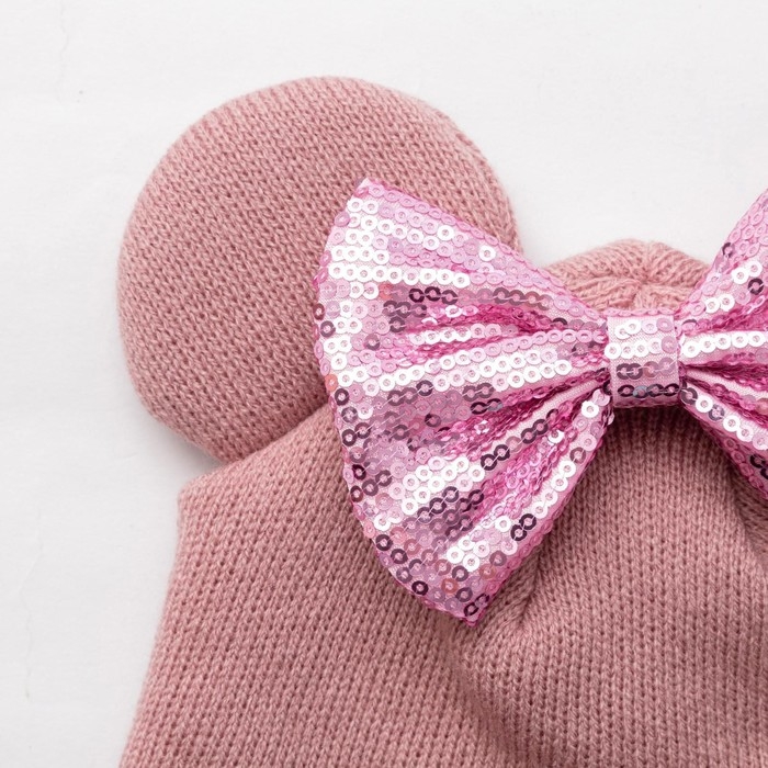 Шапка для девочки, цвет пудра, размер 42-46