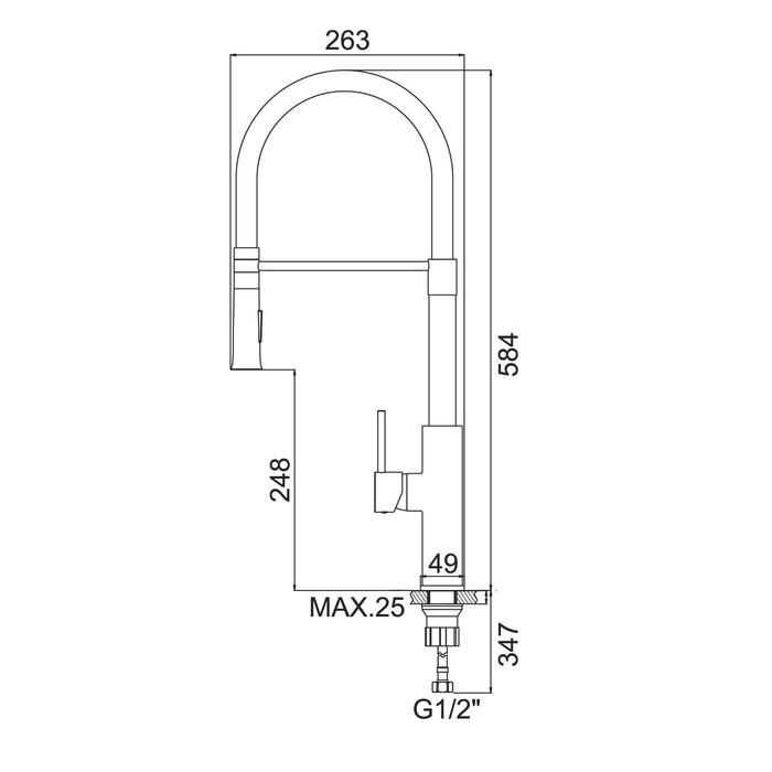 Смеситель для кухни Accoona A4890F-1, однорычажный, латунь, черный/хром