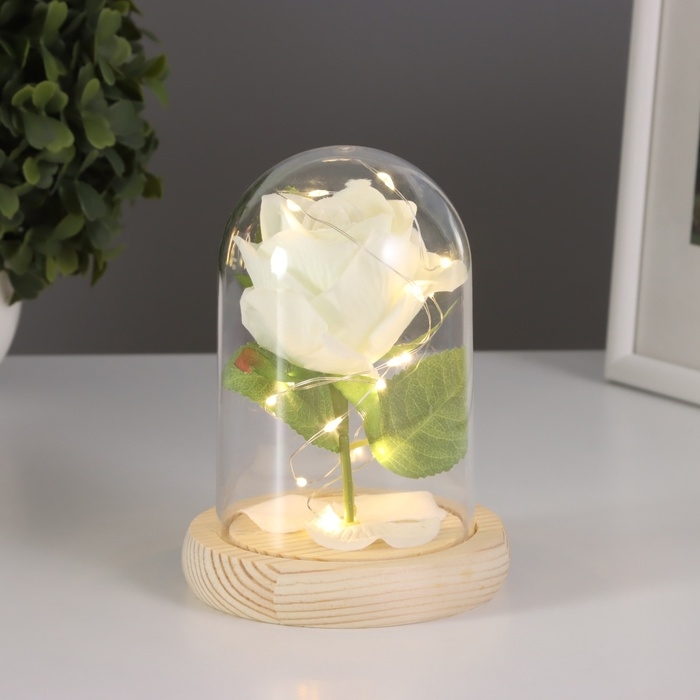 Ночник &laquo;Роза&raquo; LED 3хААА белый 9,5х9,5х14см