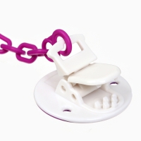 Набор: Соска - пустышка с держателем &laquo;Пингвинчик&raquo;, анатомическая +6 мес, цвет фиолетовый