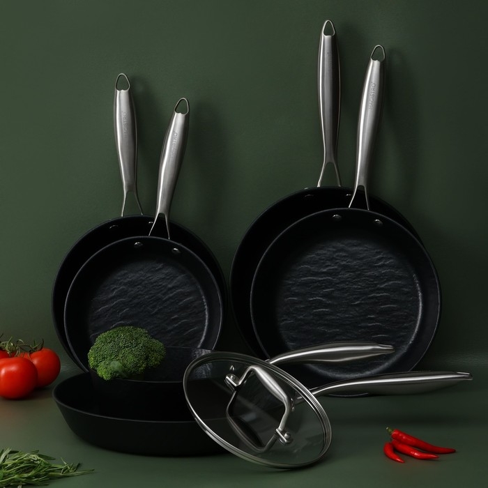 Набор сковород Magistro Rock Stone, 2 предмета: d=22 см, d=26 см, кухонные щипцы, антипригарное покрытие, индукция Набор сковород Magistro Rock Stone, 2 предмета: d=22 см, d=26 см, кухонные щипцы, антипригарное покрытие, индукция