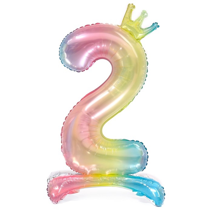 Шар фольгированный 32" Цифра 2 с короной&raquo;, градиент, на подставке