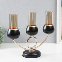 Подсвечник металл на 3 свечи "Тёмный рыцарь" чёрный матовый с золотом 36х24х12 см Подсвечник металл на 3 свечи "Тёмный рыцарь" чёрный матовый с золотом 36х24х12 см