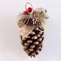 Новый год! Шишка декоративная &laquo;Золотоая с бантиком&raquo; 10 &times; 10 &times; 18 см